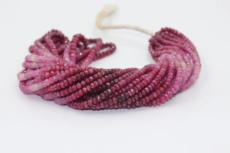Ruby Faceted Rondelle Beads 4-5 mm Sapphire Beads Ruby Rondelle Beads Faceted Ruby Wholesale Beads for Making Jewelry