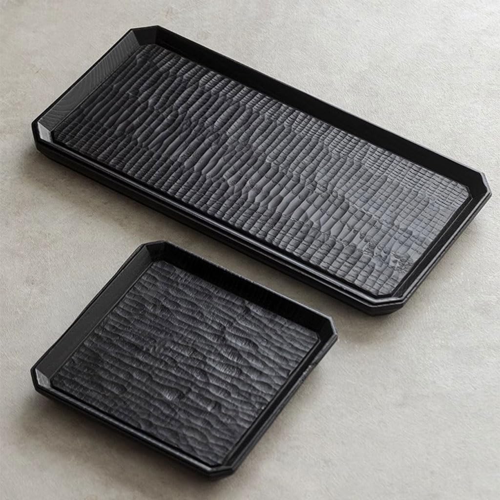 Tray Household Black Solid Wood Dry Tea Table Living Room Square Tea Tray Small Tea Tray Serving Trays(B)