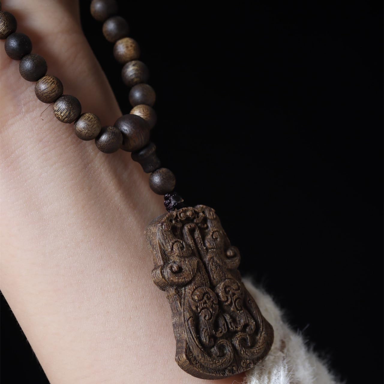 Vietnam Nha Trang White Agarwood Knotted Beads Multi-Circle 7mm*108 Beads Sinking Grade “Chi Hu”