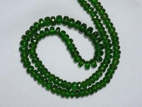 Strand 5mm - 9mm Green Tourmaline Rondelle Beads, Tourmaline Gem Stone, Faceted Rondelle, Gemstone for Jewelry, 8.5 Inches