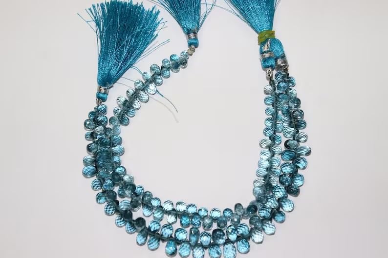 London Blue Topaz Faceted Drops Beads 4 * 6-5 * 8 mm London Blue Topaz Beads Blue Topaz Briolette Beads London BT Beads Wholesale Beads