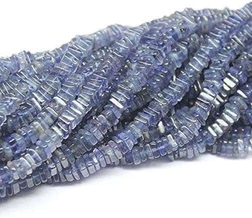 1 Strand Iolite Blue Sapphire heishi Cube squresmooth 16'' Long Strand Gemstone Beads, Jewelry Supplies for Jewelry Making, Bulk Beads, for Meditation Jewellery for Reiki Healing Mystic Gemstone 5mm