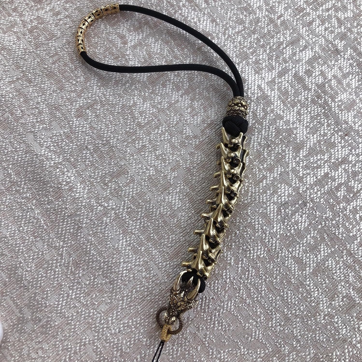 Brass 9 Joints Dragon Head Braided Rope EDC Bead DIY keychain Paracord Keychain Bead,Lanyard Bead,Brass Charms