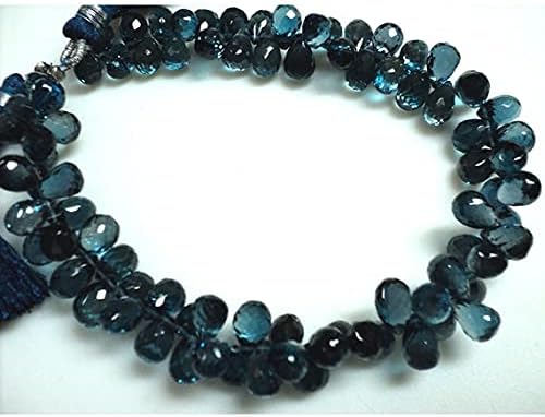 London Blue Topaz Briolettes, Blue Topaz Tear Drop Beads, Faceted Briolette Beads, 6x8mm Each, 8 Inch Strand