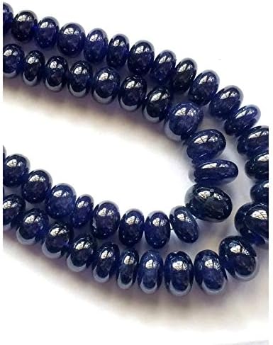 8 inch Strand Natural Blue Sapphire 6.5-15 mm rondelle Smooth Beads for Jewelry - Blue Sapphire Beads/Sapphire Beads/rondelle Beads/ 6.5mm - 15mm Beads Approx 8 inch Half Strand