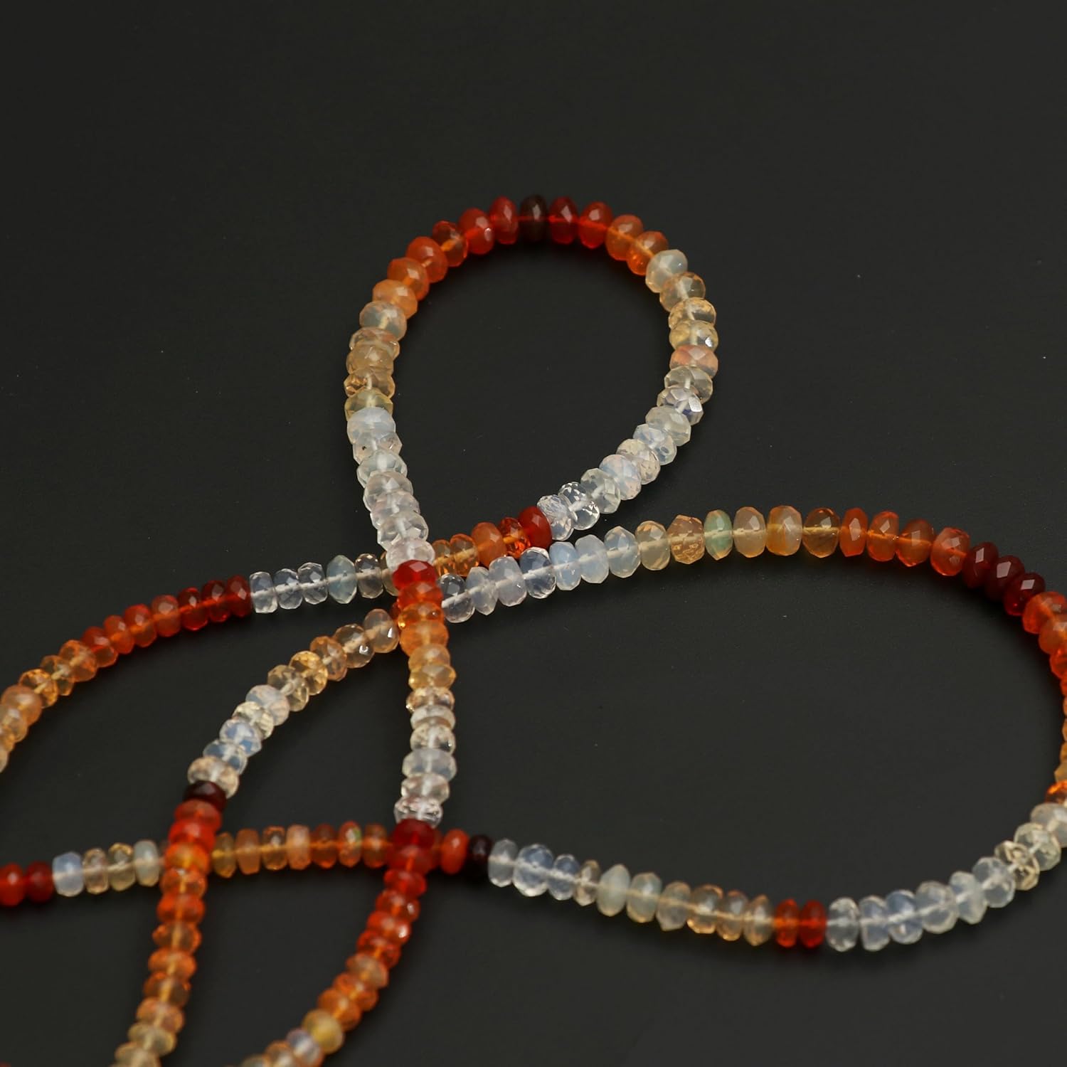 AAA+ Mexican Fire Opal Faceted Rondelle Beads 4-4.5mm Dark Color Mexican Fire Opal Rondelle Beads 18