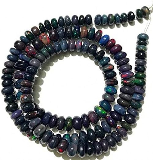 13 inch Strand of gem Black Ethiopian Opal 4-8mm rondelle Smooth Beads for DIY Jewelry Making. Black Ethiopian Opal Beads Strand CHIK-STNRD-47270