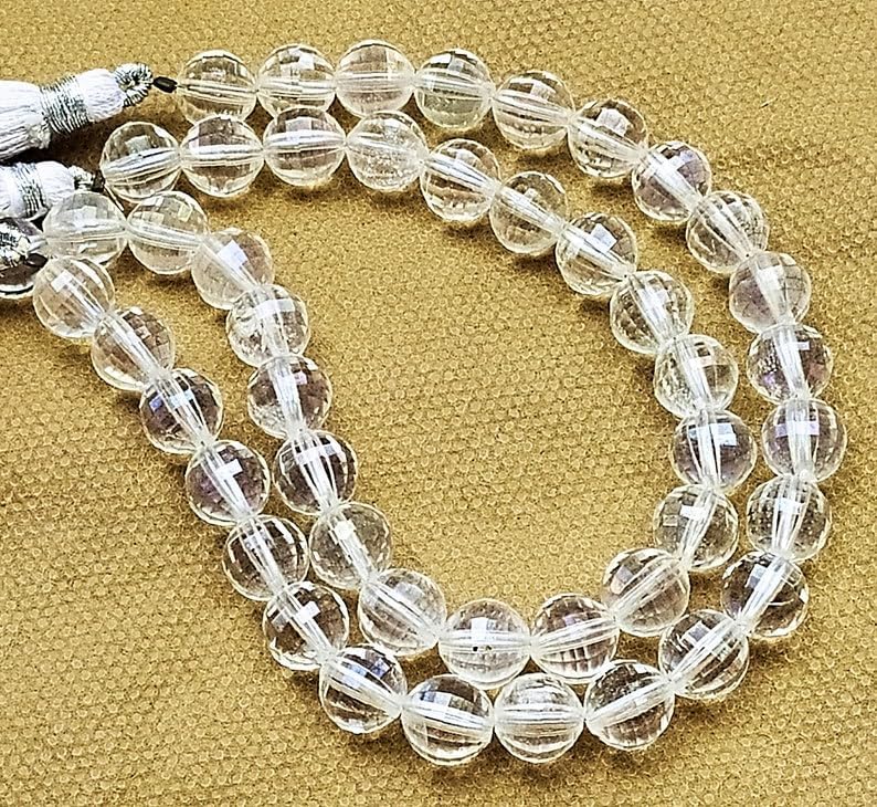13 inch Strand of Natural gem Mystic Crystal Quartz, 8-8.5mm Round Faceted Beads for DIY Jewelry Making. | Beads_05751