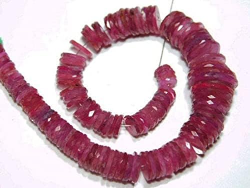 BEADS GEMSTONE 178 carat-Ruby Micro Cut Flat Big Tyre Shape Rondelles -7 Inch Long Strand-Stones measure- 5-13mm Code-HIGH-5952