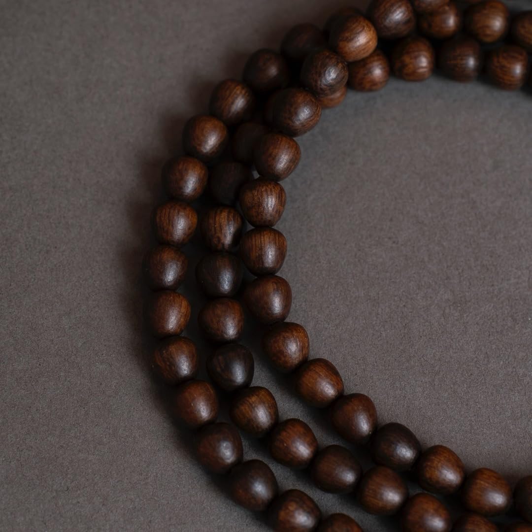 Fusen Red Clay Agarwood Beads 6×6mm*108 Pieces Sweet Plum Aroma, Cooling, Water-Sinking Grade