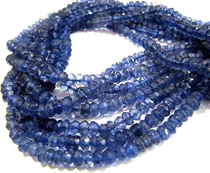 Hanumat Gems Lot of 10 Strands Natural Iolite Rondelle Faceted Beads 4-5mm Gemstone Beads Strand 13 inches