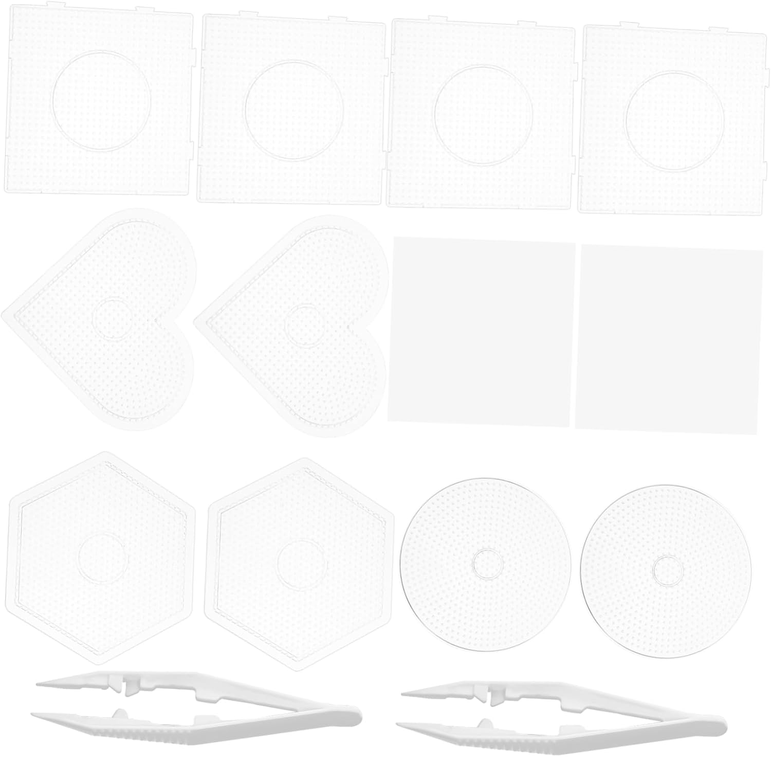 Lurrose 4sets Plastic Bead Pegboard Large Craft Beads Board Interlocking Shape Boards for Boys and Girls DIY Play and Decorations