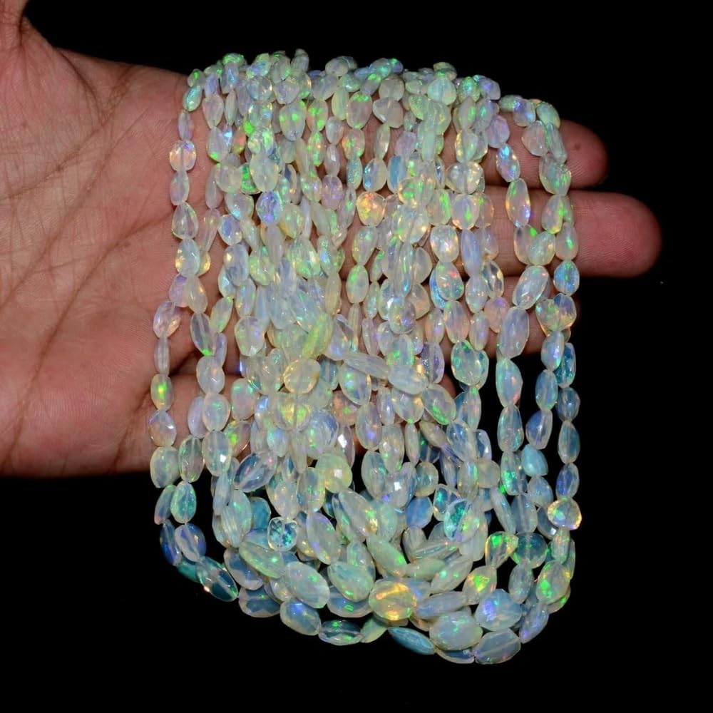 Ethiopian Welo Opal High Fire Gemstone 6-10mm Faceted Nugget Beads Tumbled 16''