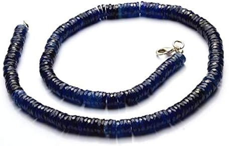 1 Strand Natural Blue Sapphire 7MM Micro Faceted Heishi Beads 16 Inch Long Long Code-HIGH-11571