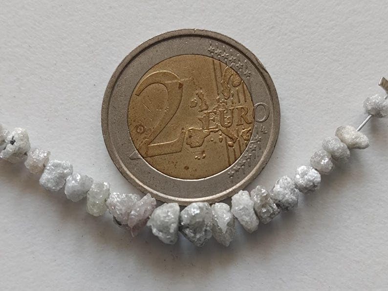 4.5-7mm White Rough Diamonds, 1mm Hole Drill Beads, Natural White Gray Raw Diamond Necklace, Uncut Diamond Beads (3Pcs To 6Pcs Option), 4.5-7 MM Approx.