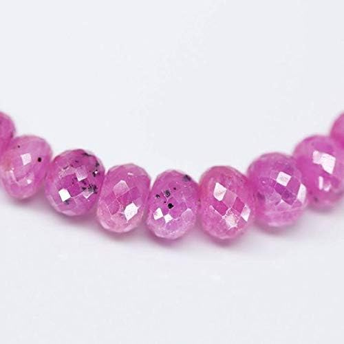 Rare AAA Pink Sapphire Micro Faceted Rondelle Gemstone Loose Craft Beads Strand 4 Inch Long 5mm 7mm Code-HIGH-27066