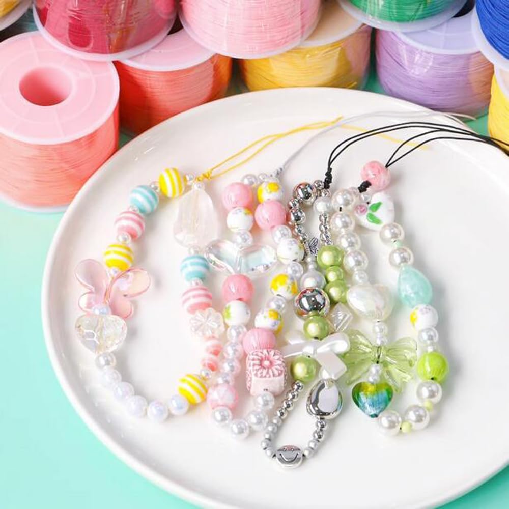 Beading Cords, 130M 0.8mm Braided Nylon Beading Cord Chinese Knotting Rattail Macrame Thread String Roll for Jewelry Making Beading Macramé Wrapping Supplies DIY Crafts(Fluorescentorange)