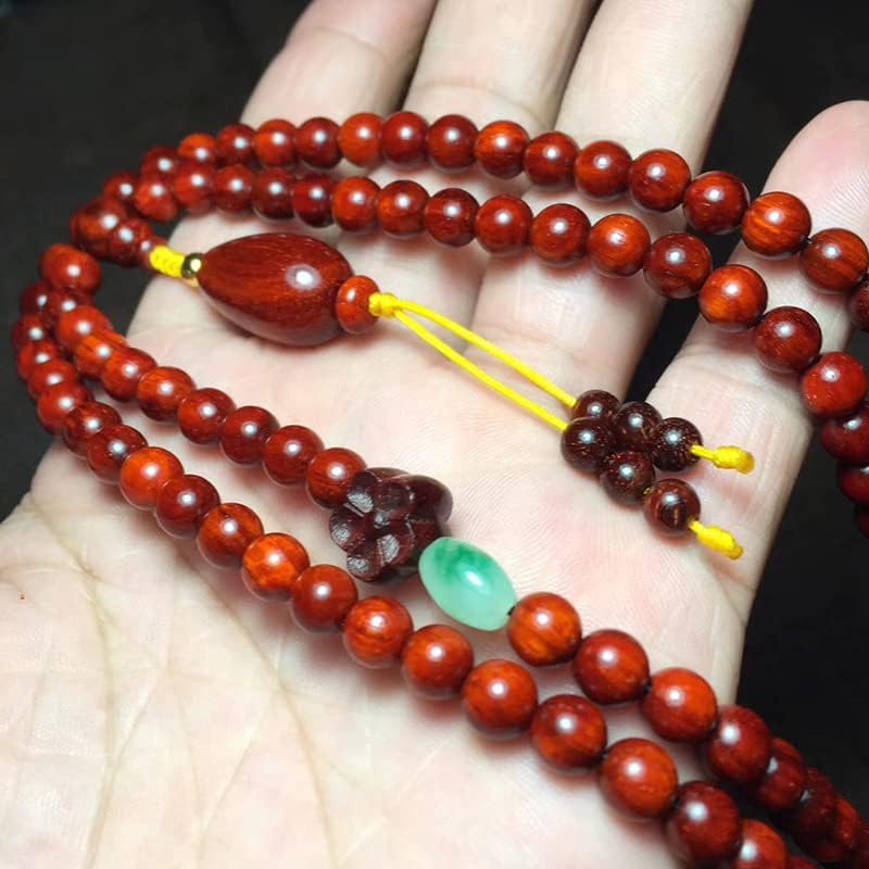 Mascot Wooden Crafts Wood Carving Art Wood Decoration Artwork 小叶紫檀0.6 * 108颗带星 搭配水滴挂坠内搭梅 珠子圆润饱满(小叶紫檀水滴花朵款8MM)