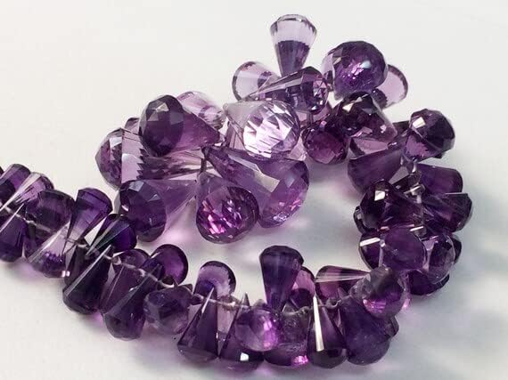 1 Strand Natural Amethyst Fancy Beads, Rare Amethyst Faceted Pyramid Cone Beads, Amethyst Necklace, 6x10mm - 13x21mm, 4.5 Inch