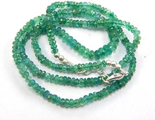 Natural Untreated Micro Faceted Emerald Bead Necklace 20.5'' 3-5 mm