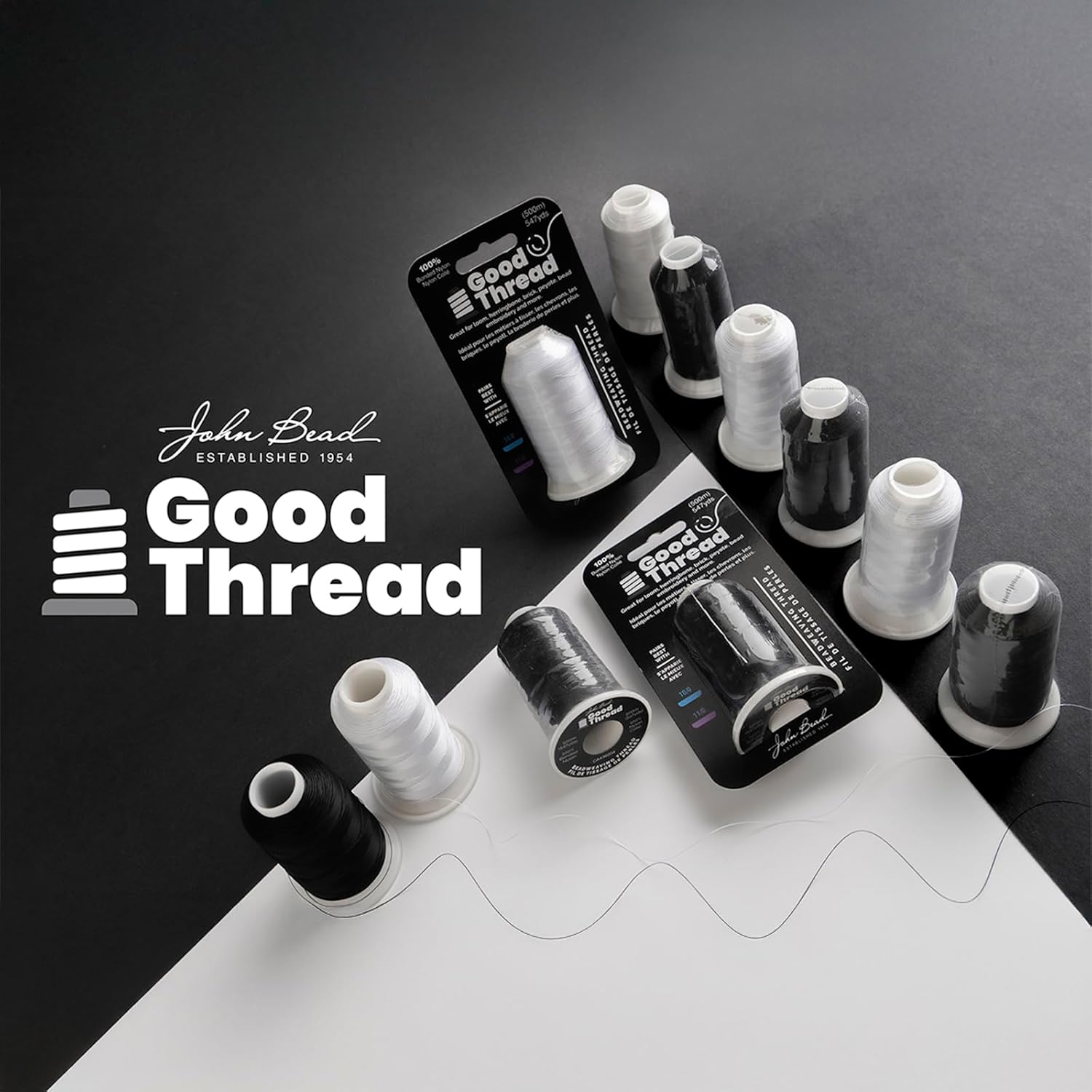 10 Spools John Bead Good Thread 500m White Bonded Nylon Beading Threads for Jewelry Making Craft Projects