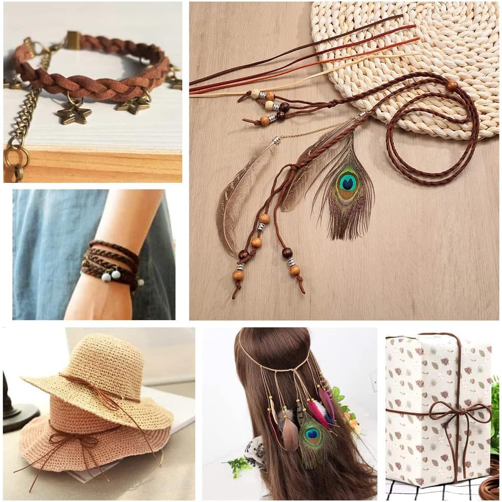 Samcos Leather Cord, Suede, 6 Color Set, Leather Cord, Necklace, Bracelet, Leathercraft, Crafts, DIY, Handmade, Accessory Parts, 32.8 ft (10 m)