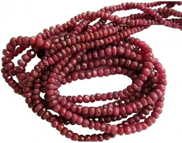 Ruby Beads, Micro Faceted Rondelle Beads, 5mm to 3mm Beads, 19 Inches lot of 10 Strands CHIK-STRD-95598