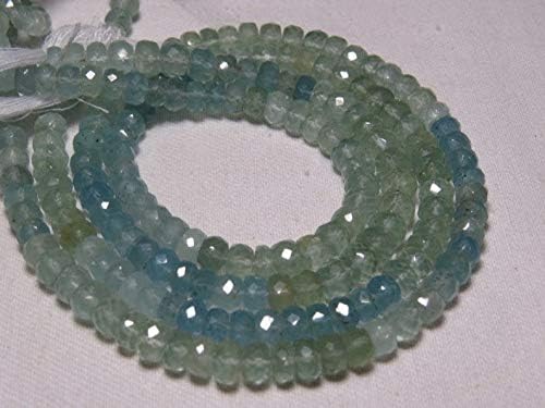 aquamarine - shaded - aso gorgeous natural blue mic color micro faceted rondell beads huge size - 6-6.50 mm approx