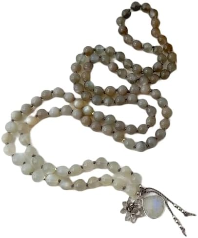 Natural Moonstone 6mm 108 Mala Beads, Spiritual, Meditation Beads, Reiki, Japa Mala, Buddhist Prayer Beads, Yoga Bracelet, healing beads LKMALA-RRGU-2172