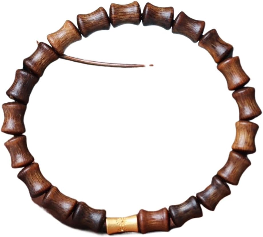 Fusen Red Clay Agarwood Full Oil Sinking Grade Bamboo-Knot Beads 5×8mm Sweet Floral Honey-Scented Bracelet with Candy-Knot Design