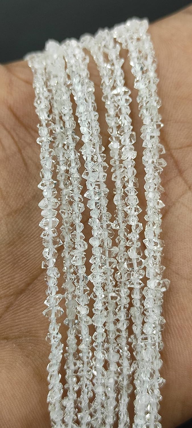 Hanumat Gems Lot of 2 Strand 16 Inches Strand,Natural Hirkimar Diamond Quartz Gemstone Uncut Chips Raw Beads,Smooth Raw Uncut Bead,Nuggets Beads,AAA Quality Uncut Chips Strand