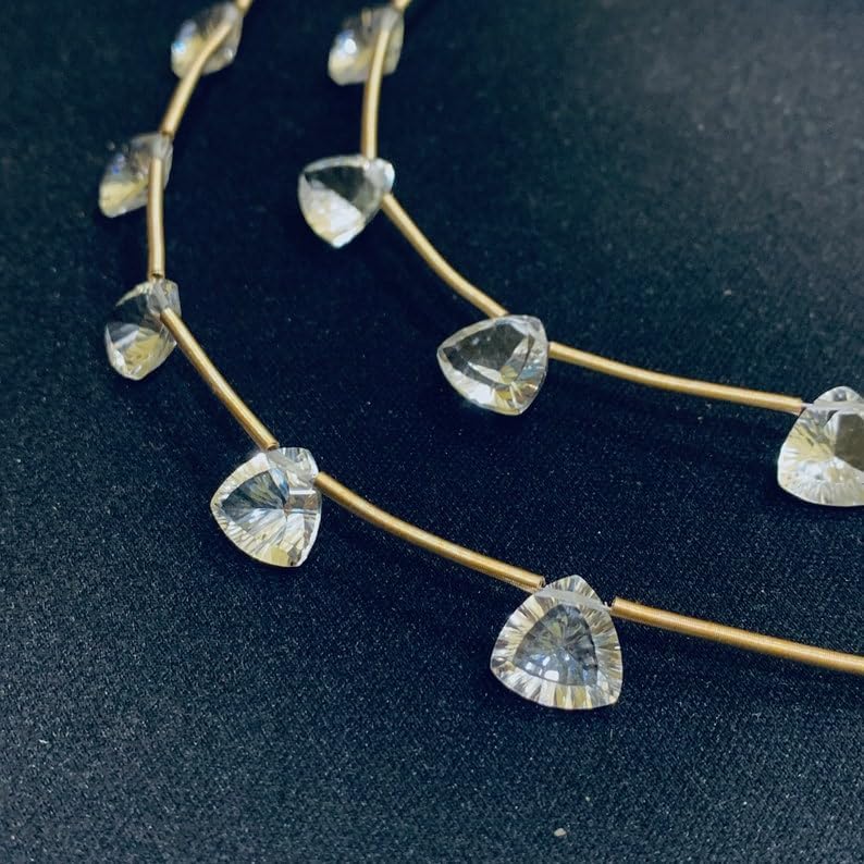 Natural Crystal Quartz Trillion Smooth Beads 10 mm 4 inch Long String Jewelry Making Gemstone Beads for Necklace Bracelet