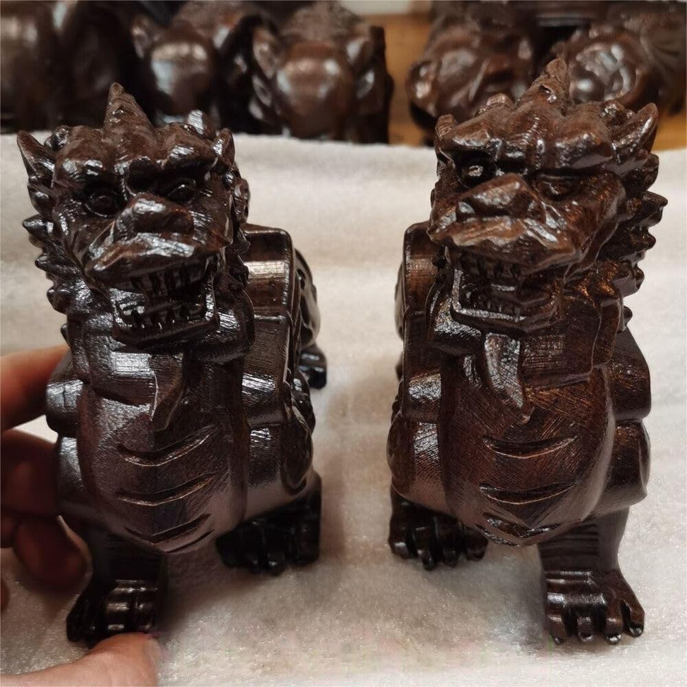 Agarwood A Pair Hand Carving Vietnam Wild Agarwood Kirin Fengshui Decoration Agarwood