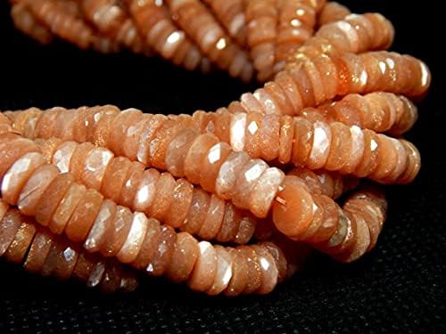 Sunstone Faceted Heishi Beads 100 Persent Natural Gemstone Tyre Shape Size 8.6x5.4 mm 19