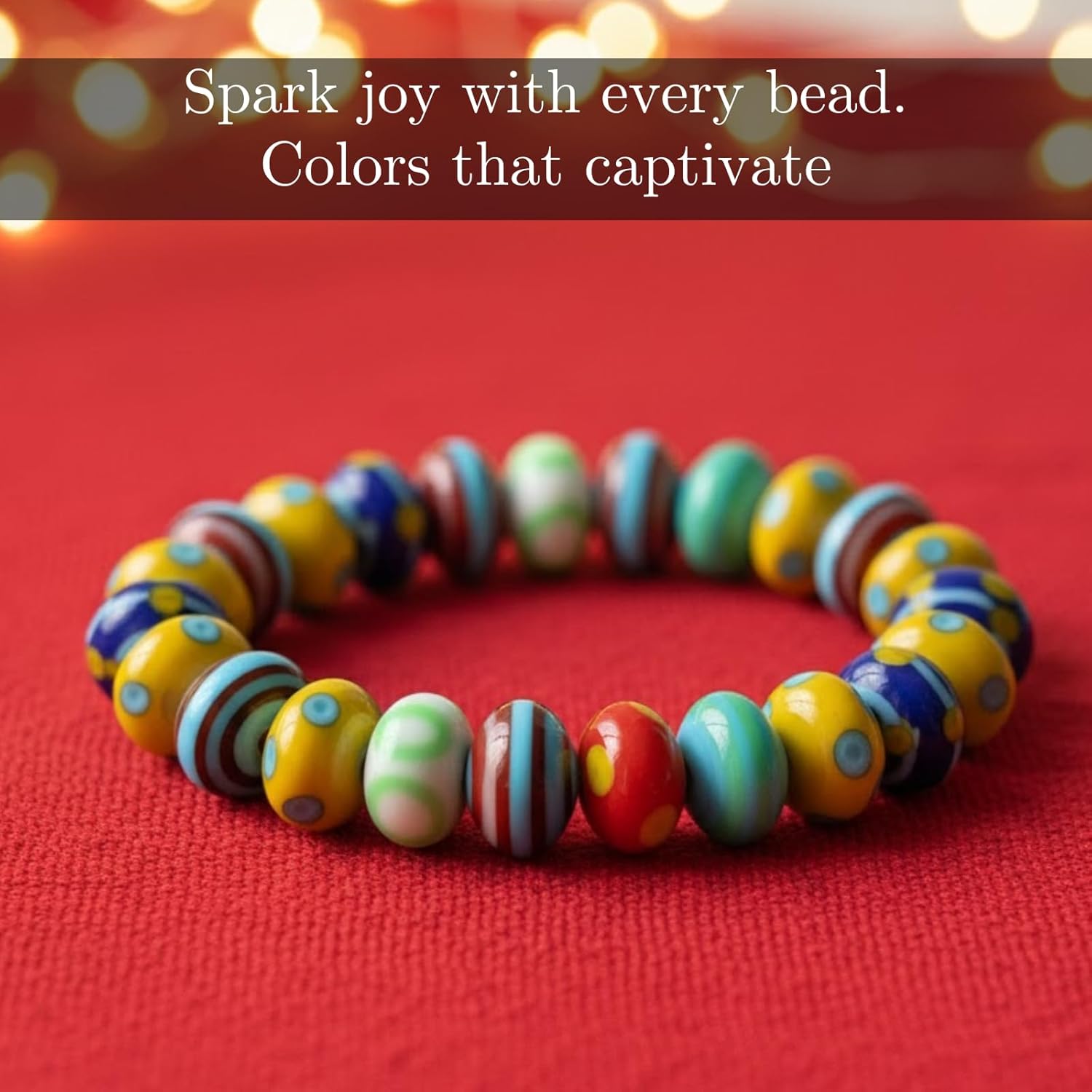 Handcrafted Multicolor Lampwork Glass Beads | Decorative Mixed Rondelle Shape Artistic Beads | Available in 10 Strands | Premium Loose Beads for Jewelry Making & Crafts