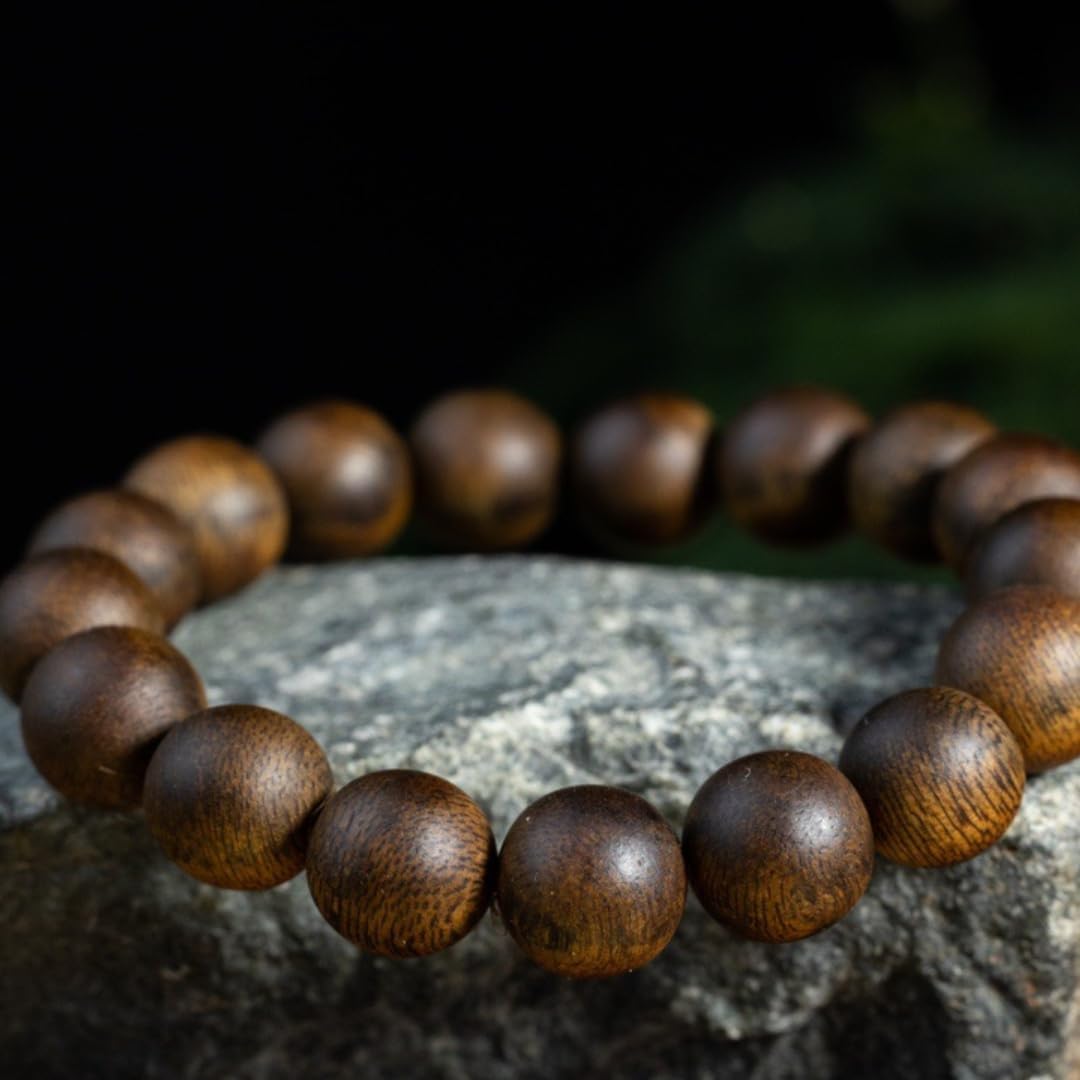 Natural Wild Fusen Red Earth Agarwood Aquilaria Hand-Stranded Beads Single Strand 12mm*17 Beads Honey-Sweet Cool Aroma Sinking Grade