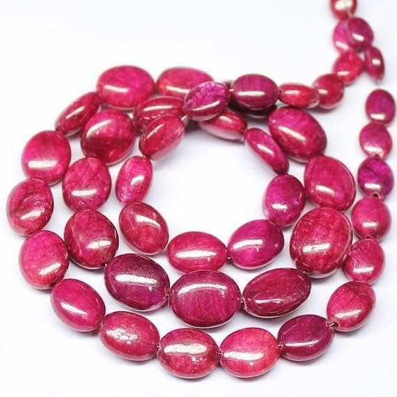 BEADS GEMSTONE Africa Blood Red Ruby Smooth Oval Loose Gemstone Beads 16 Inch Long 5mm 13mm Code-HIGH-20968