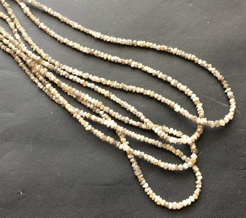 2-3mm Champagne Brown Rough Diamond Chip Beads, Champagne Brown Raw Diamond, Raw Uncut Diamond Beads For Jewelry (4IN To 16IN Options), 2-3 MM