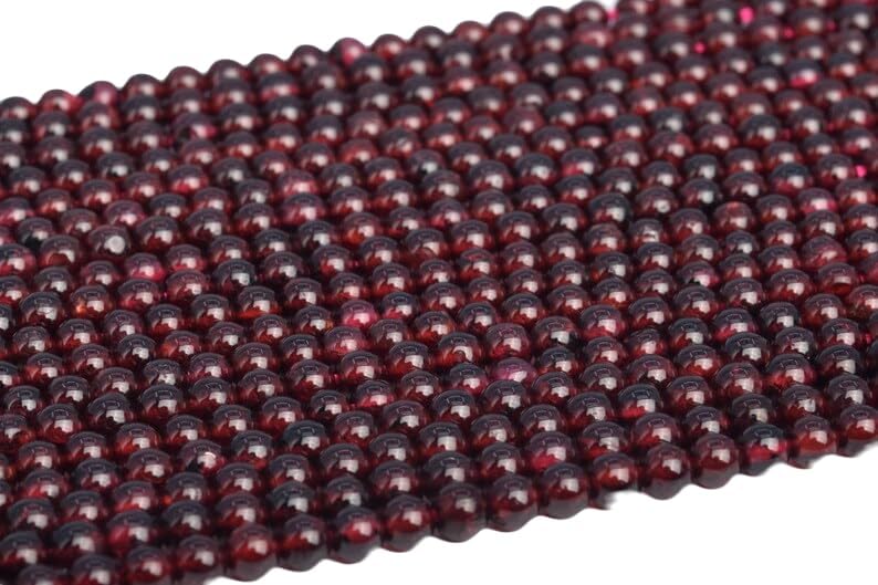 13 inch Strand of Natural gem Garnet, 3-4 mm Round Smooth Beads for DIY Jewelry Making. | Beads_03288