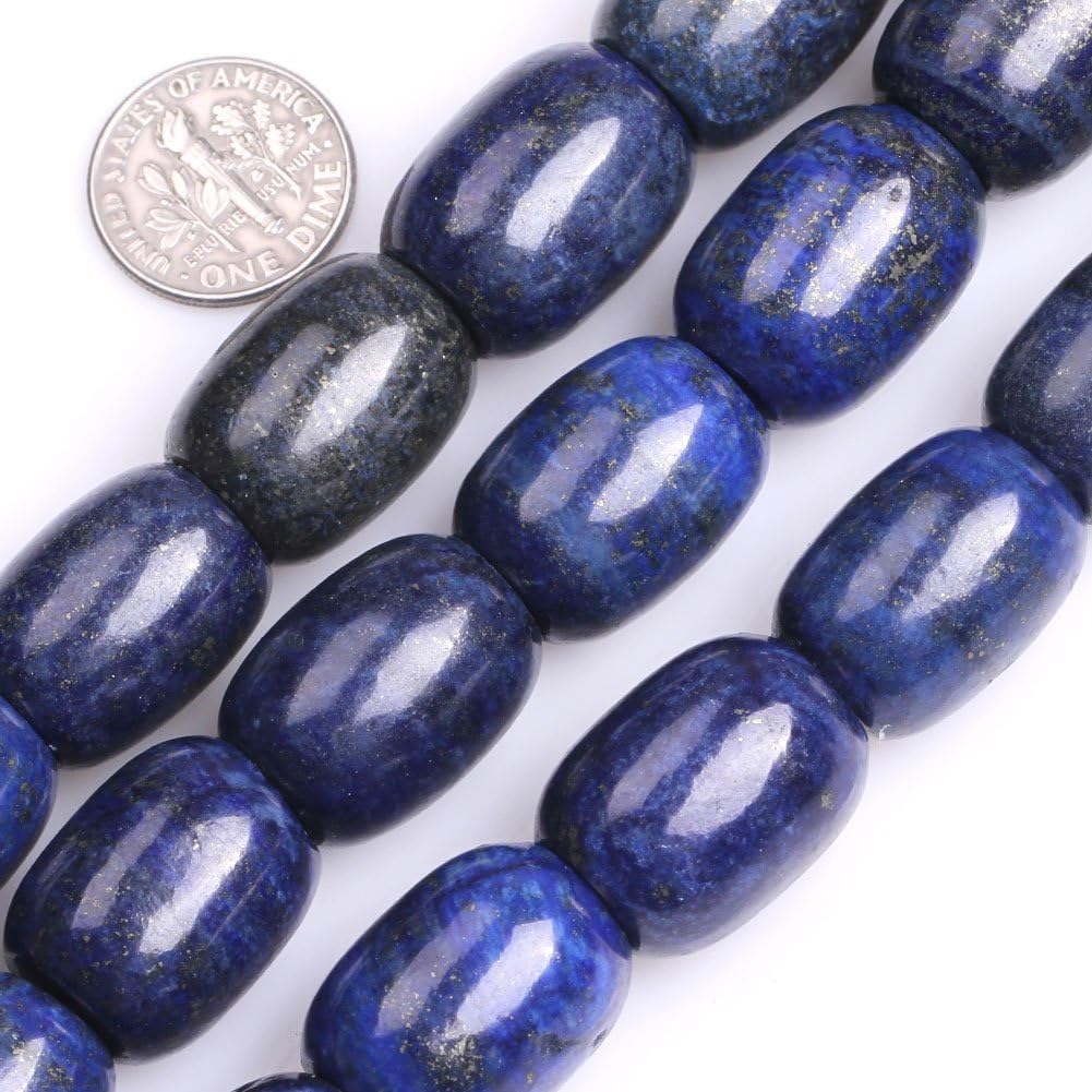 GEM-Inside Natural 15x20mm Blue Lapis Lazuli Bucket Beads Gemstone Handmade Loose Beads for Jewelry Making Jewelry Beading Supplies for Women