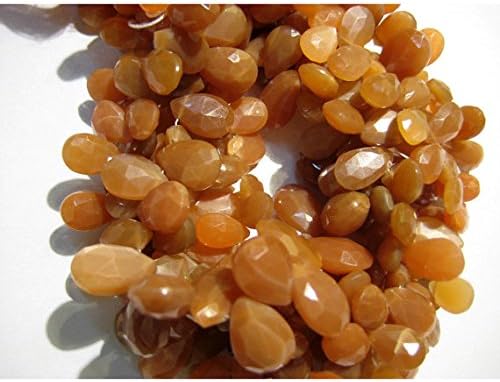 13 inch natural beads strand of 10x6mm faceted pear orange moonstone gemstone beads for DIY jewelry - necklace, bracelet, earring, ring.