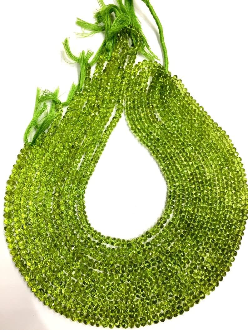 13 inch Strand of Natural gem Green Peridot, 5mm rondelle Faceted Beads for DIY Jewelry Making. | Beads_04451