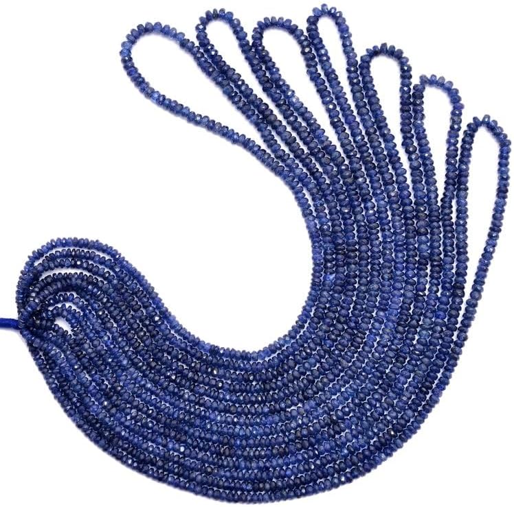 13 inch Strand of Natural gem Blue Sapphire, 2.5-3.5mm rondelle Faceted Beads for DIY Jewelry Making. | Beads_01941