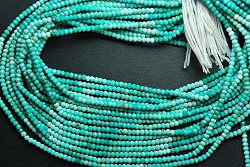 13 inch natural beads strand of 2.25-3mm faceted rondelle arizona sleeping beauty turquoise gemstone beads for DIY jewelry - necklace, bracelet, earring, ring.