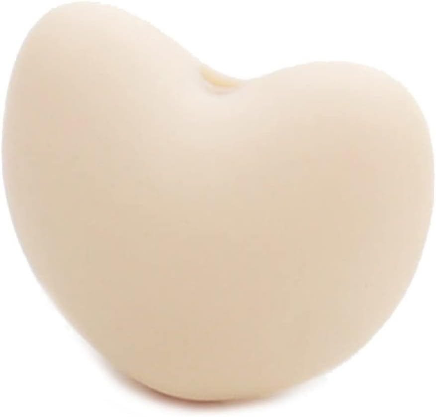 Silicone Beads 20mm for Keychain Making Bulk Assorted DIY Necklace Bracelet Beads for Craft Set Jewelry, Colorful Heart Shaped Silicone Beads 50 Pieces (Snow)