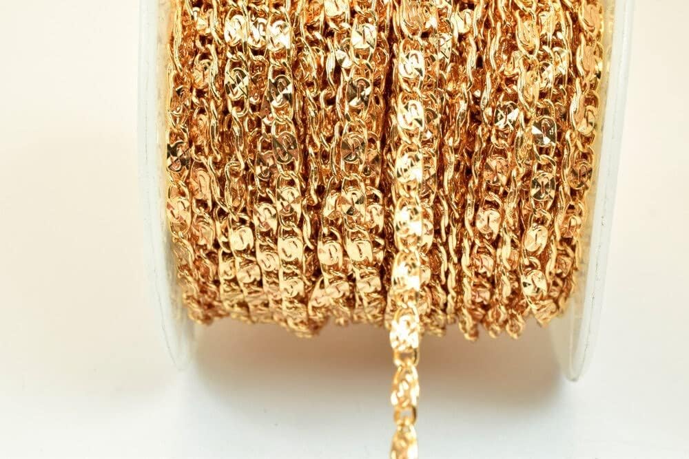 18K Pinky Gold Filled EP Chain Width 3mm Thickness 1mm Gold-Filled findings for Gold Filled Sold by Foot PGF24