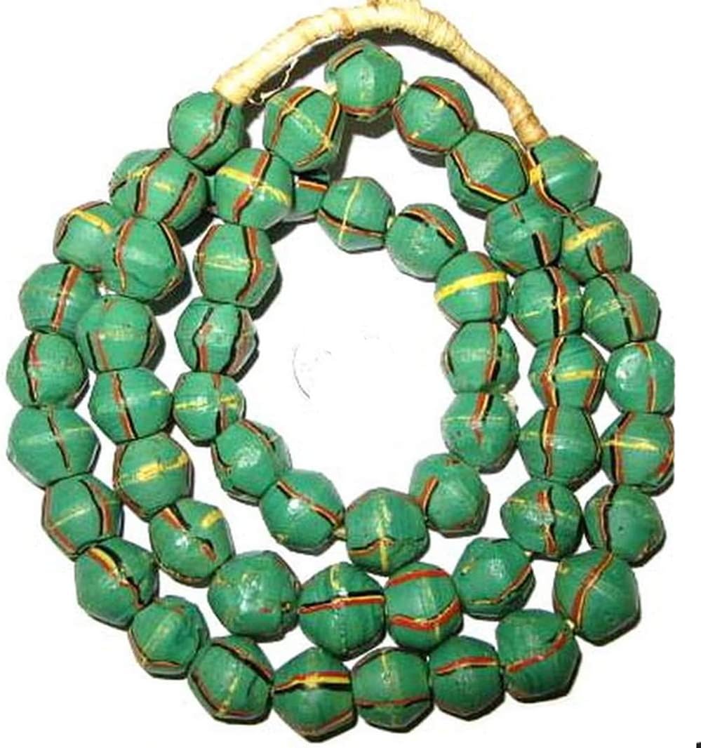 Green Venetian Antique King Wound Matched Glass Trade Beads