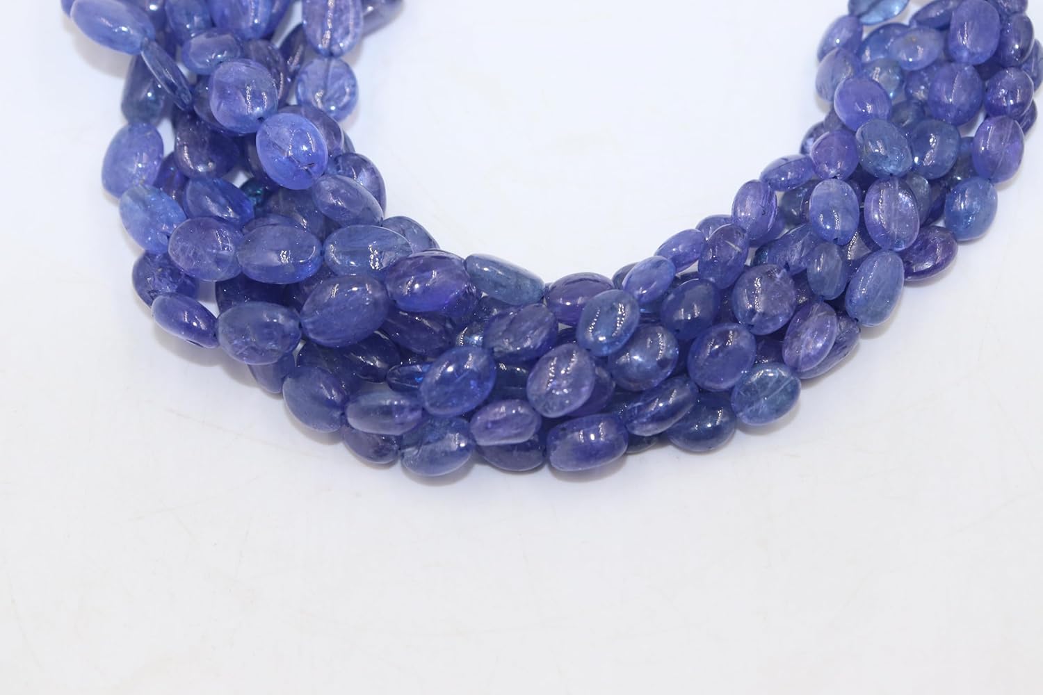 Natural AAA+ Tanzanite Smooth Oval Beads, 8-12mm Semi-Precious Gemstone Strand, Genuine Blue Crystal