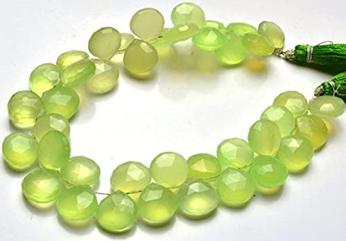 Beads Gemstone 1 Strand Natural 7 Inch Long Strand,Superb Green Color CHALCENY Faceted Heart Shape Briolettes 11 MM Code-HIGH-28581