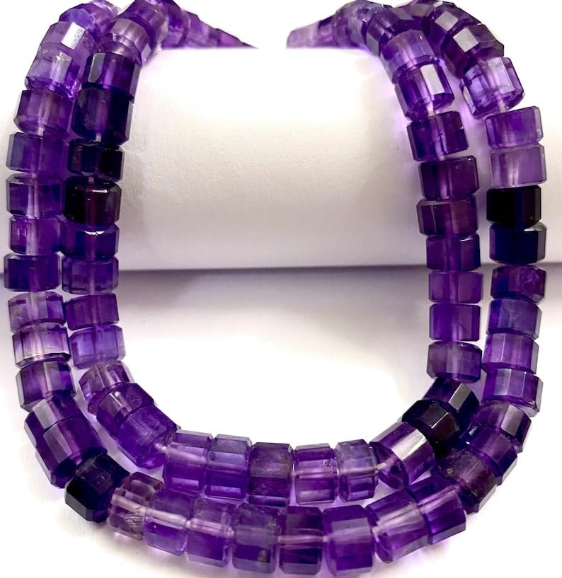 Natural Purple Amethyst Round Faceted Beads 5X6 16 inch Long String Jewelry Making Gemstone Beads for Necklace Bracelet